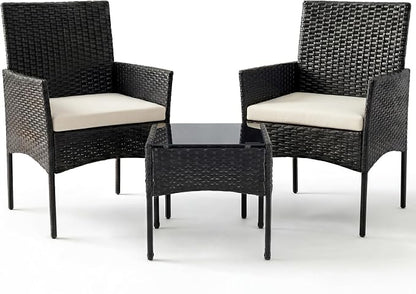 Sweetcrispy 3 Piece Patio Furniture Set, All-Weather Outdoor Conversation Set by Sweetcrispy