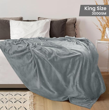 Utopia Bedding Soft Fleece Bed Blanket King Size Ash Grey | Microfiber Plush - Image 2