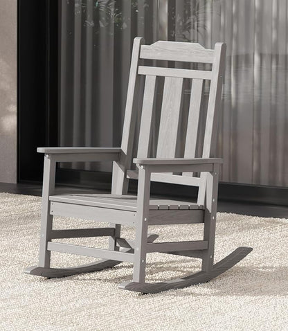 SERWALL Oversized Rocking Chair Outdoor, HDPE Outdoor Rocking Chair, Space Gray by SERWALL