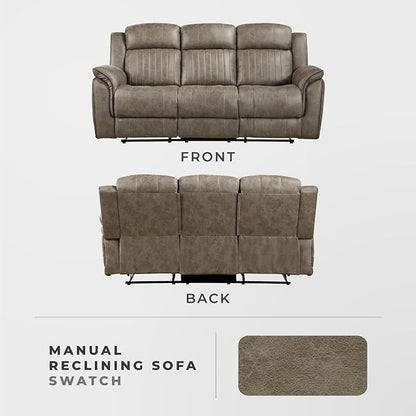 Lexicon 83.5" W Manual Double Reclining Sofa, Polished Microfiber Recliner Sofa - Image 5