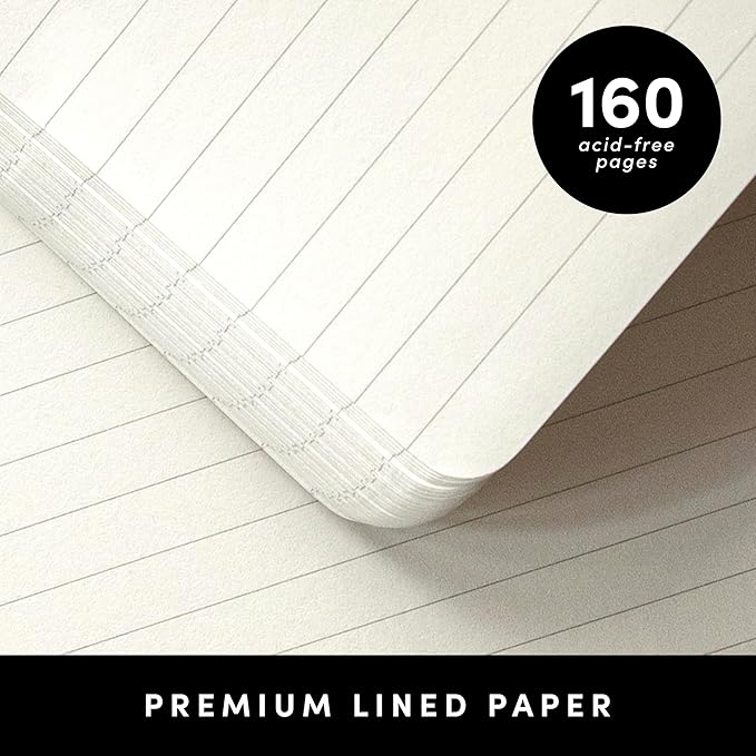PAPERAGE Lined Journal Notebook, (Sage Green), 160 Pages, Medium 5.6 in x 8 in - 100 GSM Thick Paper – Hardcover Journaling Notebook for Work, School & Note Taking