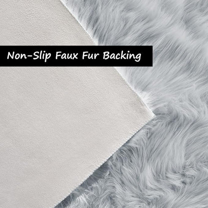 Goolela Grey Area Rug 8x10 Gray Fluffy Fuzzy Furry Rug - Image 4