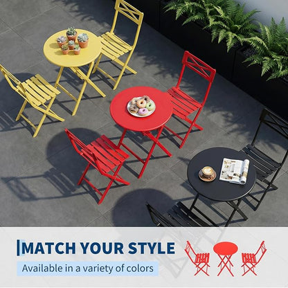 GarveeLife 3 Piece Patio Bistro Set, New Iron Outdoor Furniture Set, Metal - Image 3