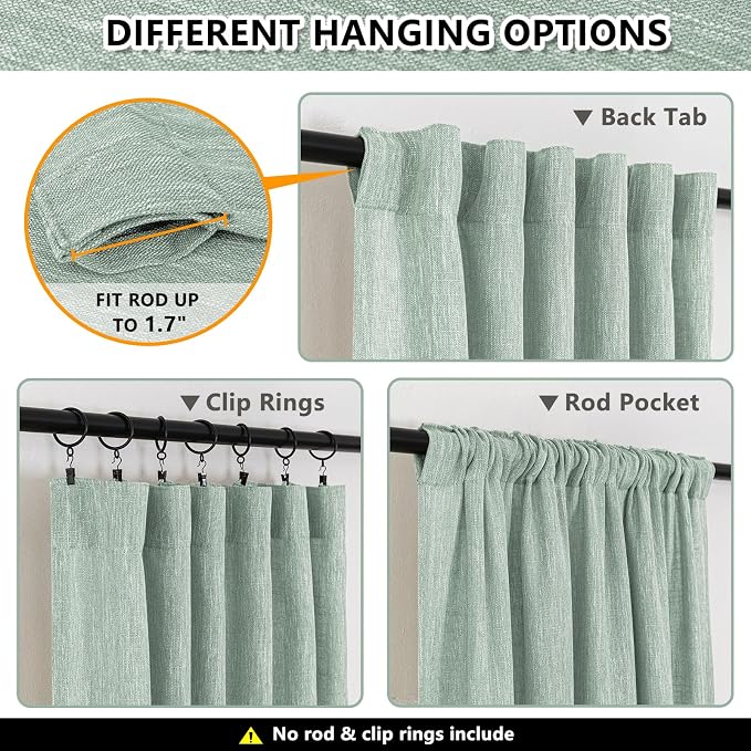 MYSKY HOME Living Room Curtains 84 Inches Long Semi Sheer Light Filtering - Image 3