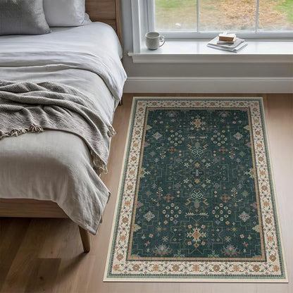 Dark Green Oushak 3x6 Kitchen Rug - Image 6