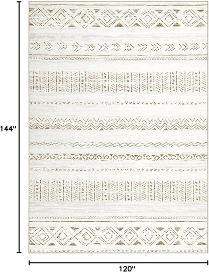 cotiled Boho 10x12 Area Rug for Living Room: Large Moroccan Washable Rug | - Image 2