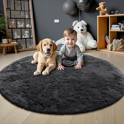 OLANLY Black Round Rugs for Bedroom - Image 3
