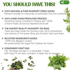 FreshDrinkUS, Premium 60 Mugwort Leaf Tea Bags, 100% Natural and Pure Mugwort Leaves. Loose Leaf Mugwort Herbal Tea. Mugwort Leaf Tea. No Sugar, No Caffeine, No Gluten, Vegan.