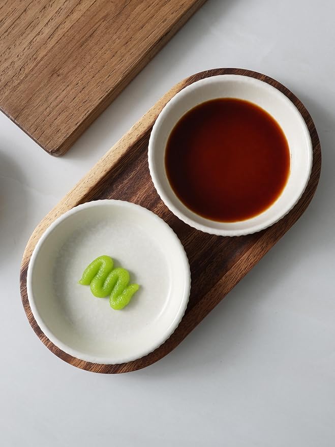 famiware Starlight Soy Sauce Dish Ceramic Dipping Bowls Set of 6, 3 oz Individual Dip Sauce Cups/Bowls/Dishes/Plates, Small Serving Bowl for Side Dishes, Dessert, Ice Cream, Condiment, Matte White