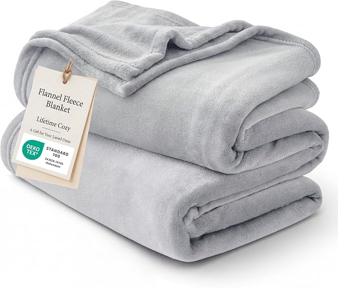 Bedsure GentleSoft Fleece Blanket California King Light Grey by Unknown