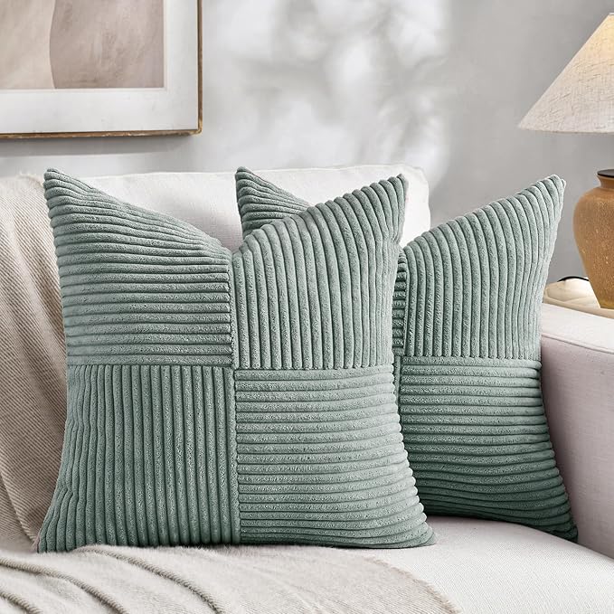 Fancy Homi 2 Packs Grey Blue Euro Decorative Throw Pillow Covers 28x28 Inch by Fancy+Homi