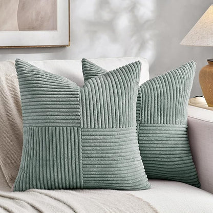Fancy Homi 2 Packs Grey Blue Decorative Throw Pillow Covers 16x16 Inch by Fancy+Homi