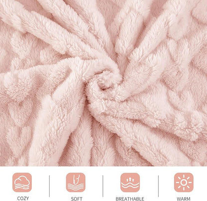 Aganear Fleece Throw Blanket for Bed Couch 90"x90" Pink | Lightweight Fuzzy - Image 9