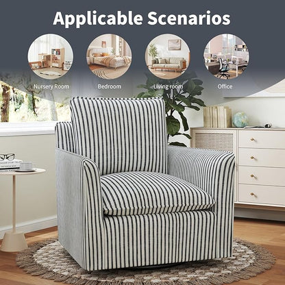 INZOY Swivel Accent Chair Set of 2, Upholstered Square Chair, Swivel Barrel - Image 7