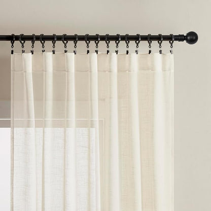 Joydeco Sheer Curtains 72 Inches Long, Linen Curtains Window Privacy Assured - Image 2
