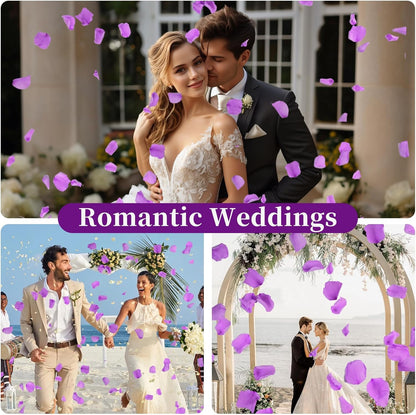 180 PCS Real Purple Rose Petals for Wedding, 1.76oz Dried Flower Petal for Flower Girl to Throw, Romantic Night Shower Party Proposal Centerpiece Table Decor
