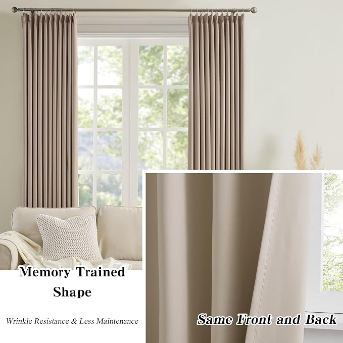 Extra Wide Pinch Pleated Blackout Living Room Curtains 102 Inches Long - Image 6