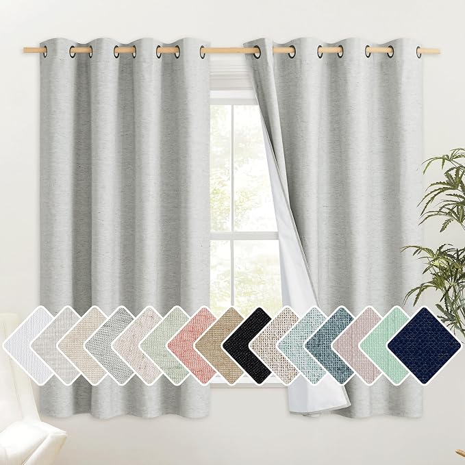 NICETOWN Grey Complete 100% Blackout Curtain Set by NICETOWN