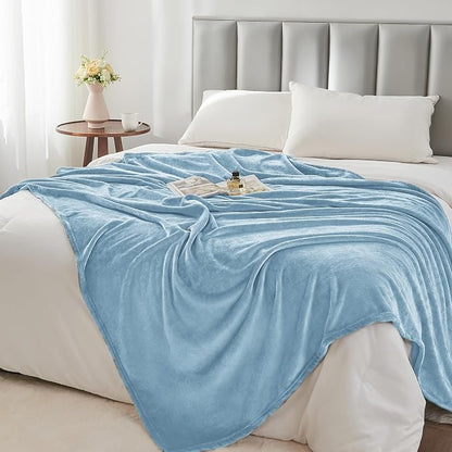 BEDELITE Fleece Blanket Soft Plush King Bed Blanket Washed Blue 108"x90" | - Image 6