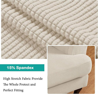 Turquoize Wingback Chair Covers 2 Piece Wing Chair Slipcover Stretch Slipcovers - Image 3