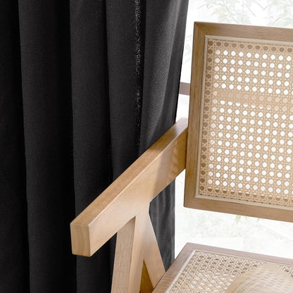 YoungsTex Linen Black Curtains 84 Inch Length 2 Panels - Image 5