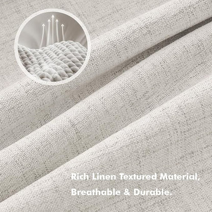 MIULEE 100% Blackout Linen Curtains 42 x 63 Inch Cream White 2 Panels | Thermal - Image 3