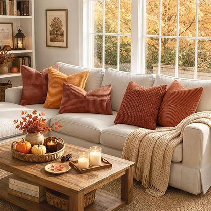 MIULEE Fall Rust Boho Decorative Throw Pillow Covers - Image 5