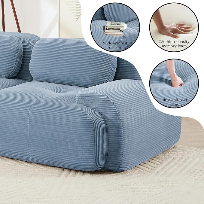 Boneless Sectional Couch, No Assembly Required, 152.7” Modular Cloud Sofa - Image 7
