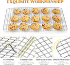 Cooling Rack Set of 2, E-far Stainless Steel Baking Rack for Oven Roasting Cooking Bacon Cooling Cookie Cake, 15.3” x 11.2” Metal Bakeable Mesh Grilling Wire Racks, Non-toxic & Dishwasher Safe