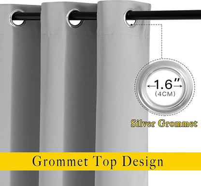 NICETOWN Blackout Silver Grey Living Room Curtains - Image 3