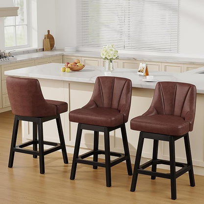 YaFiti Swivel Bar Stools Set of 3, 26 Inch Counter Height Bar Stools - Image 7