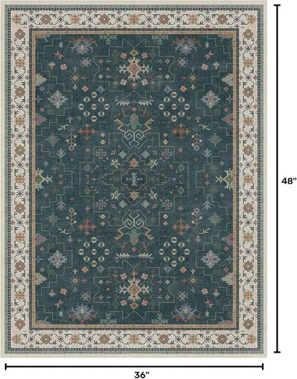 Dark Green Oushak 3x4 Large Entryway Rug - Image 2