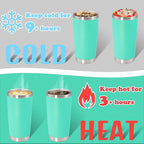 20 oz Tumbler with lid Double Wall Vacuum Insulated Tumblers Stainless Steel Coffee Mug Travel Coffee Tumbler Powder Coated Tumbler Cup Keep Hot&Cold - (Light Blue 12 Pack)
