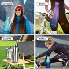 Insulated Water Bottle, 2 Pack-12oz Stainless Steel Water Bottles with straw lid, Metal Sports Water Bottles for Boys,Girls, Double Wall Vacuum BPA-Free Flask for Sports (Purple Ocean)