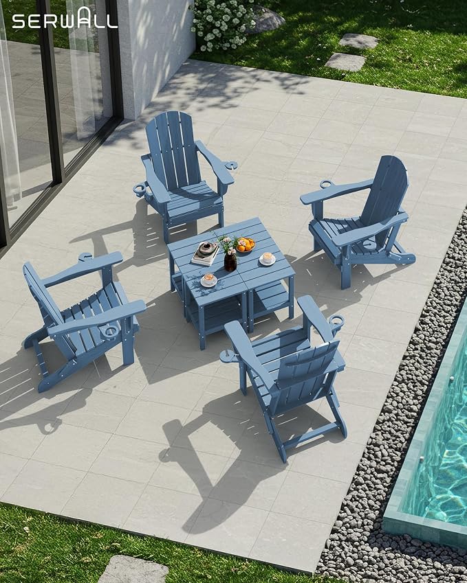 SERWALL 2-Tier HDPE Outdoor Side Tables Set of 4, Weatherproof Rectangular - Image 8