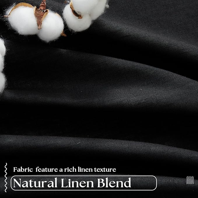 Black Pinch Pleated Full Blackout Linen 80 Inch Window Curtains 2 Panels | 100% - Image 5