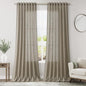Mocha Linen Curtains 90 Inch Length 2 Panels Set by Nanspring