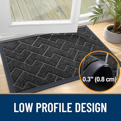 OLANLY Front Door Mat Outside 35x23, All-Season Absorbent Rubber Doormat | Black - Image 4