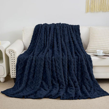 Aganear Fleece Throw Blanket for Couch Sofa 60"x80" Navy | Lightweight Fuzzy by Aganear