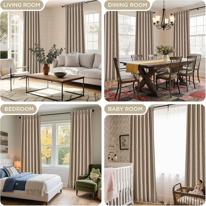 Joydeco Thick Linen Pinch Pleated Curtains 96 Inch Long 2 Panel Set - Image 7