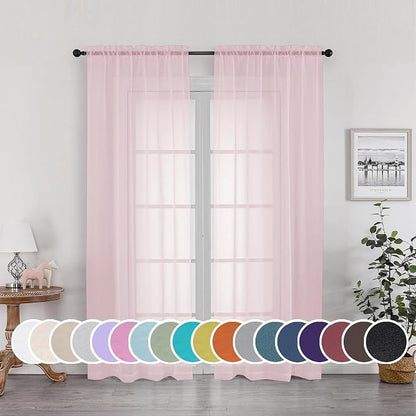 Sheer Curtain 72 Inches Long 2 Panels Set, Elegant Airy Transparent Rod Pocket by OWENIE