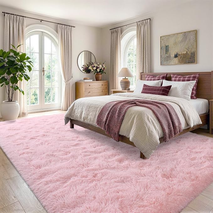 6x9 Large Pink Fluffy Soft Area Rug Non-Slip - Image 3