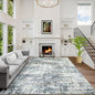 10x14 Area Rugs for Living Room: Washable Abstract Blue Multi Carpet | Non-slip by GENTDRIZZ