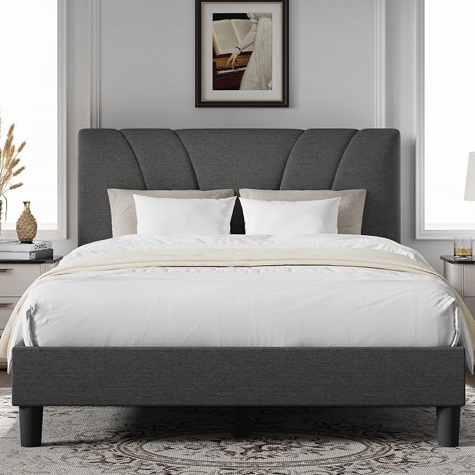 Novilla Queen Size Bed Frame Upholstered Platform Queen Bed Frame by Novilla
