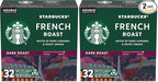 Starbucks Dark Roast K-Cup Coffee Pods — French Roast for Keurig Brewers — 1 box (32 pods) (Pack of 2)