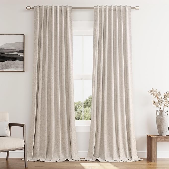 Oatmeal 100% Blackout Curtains 102 Inch Length 2 Panels Set by Guken