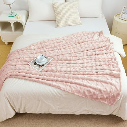 Aganear Fleece Throw Blanket for Bed Couch 90"x90" Pink | Lightweight Fuzzy - Image 7