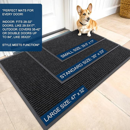 OLANLY 2-Pack Front Door Mats 71x23, Waterproof Heavy-Duty Doormats | Off-Black - Image 2