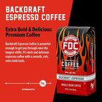 Fire Department Coffee - Gives Back to Firefighters - Backdraft Espresso Coffee Beans - Smooth & Rich - Roasted in the USA - Premium Espresso Beans - Veteran Owned - 12 oz
