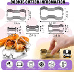 RUGVOMEM Set of 8 Silicone Dog Treat Molds, 3 Pieces 2 in 1 Dog Paw and Bone Shaped Molds & 5 Pieces Bone Cookie Cutter